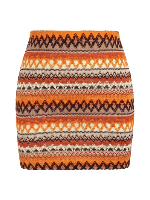 Multi Color Printed Knitted Skirt - NEWME