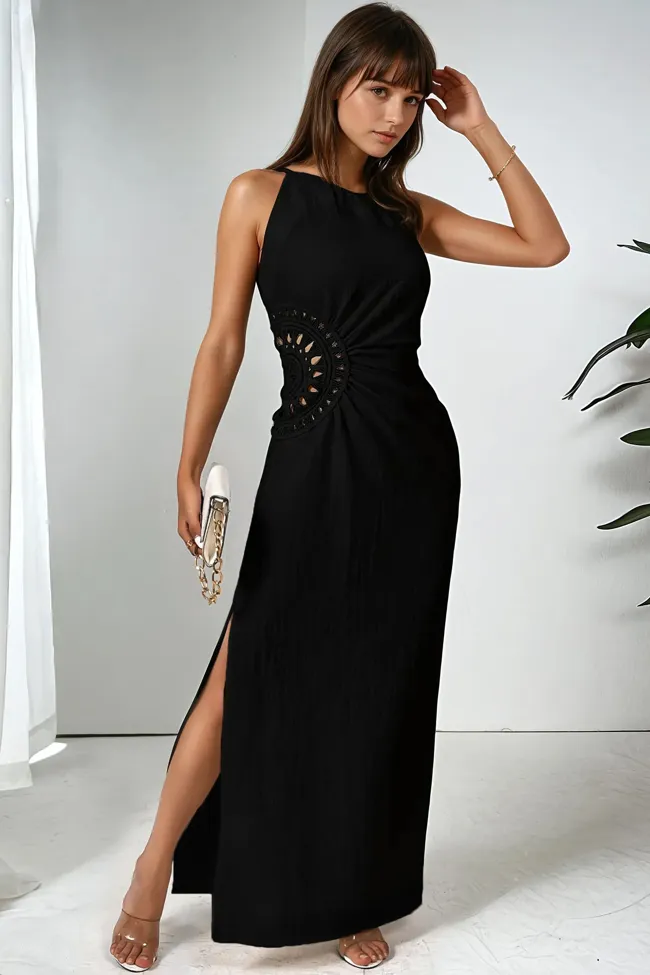 Black One Shoulder Maxi Dress - NEWME