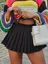 Black Solid Pleated Micro Mini Skirt
