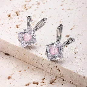 Pink Swarovski Bunny Earrings Pink Osterhase Mit Swarovski