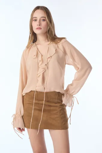 【正規品】【美品】 ANDMARY Mew frill tops beige ANDMARY】Mew frill tops