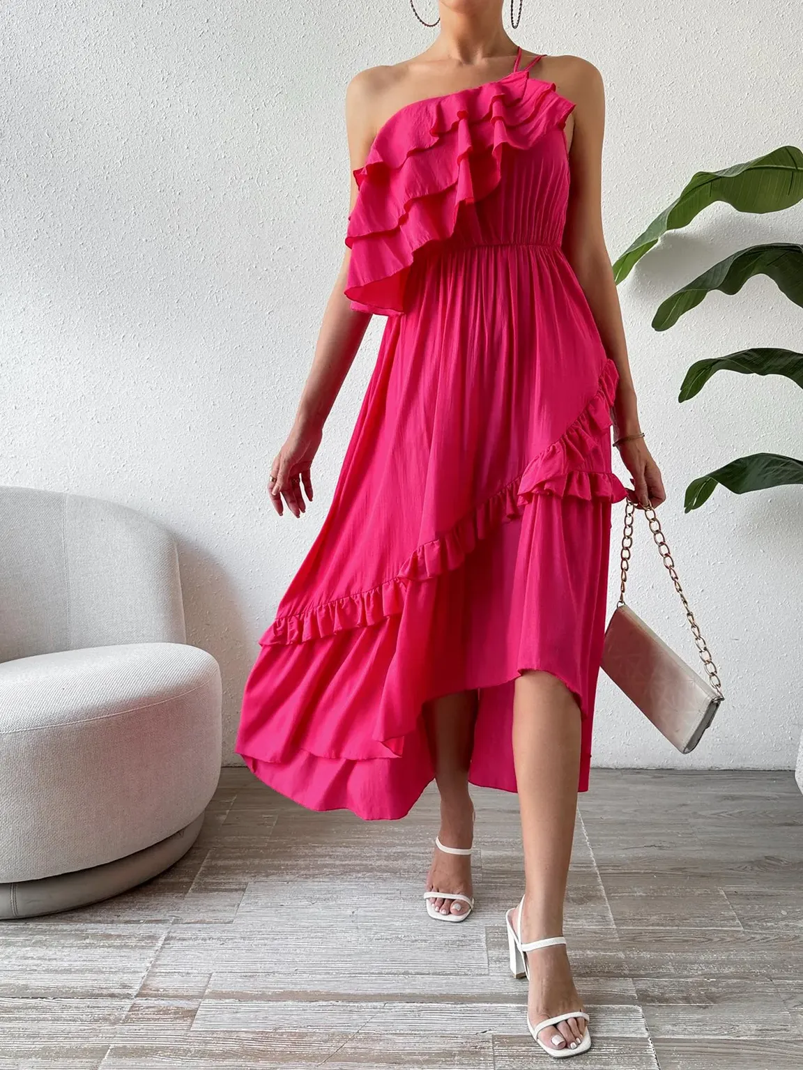 ワンピース Atelier Edition : 25SS / Frill Detail Dress (2colors) ARTANT Womens Midi Dress Solid Frill Trim Ruffle Hem Dress