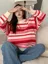 Red Striped Oversized Sweater
