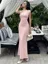 Light Pink Asymmetric Neck Ruched Dress