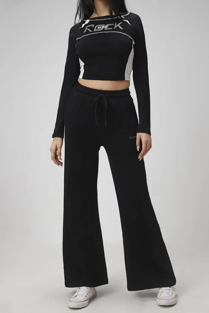 Black Solid Sweatpants - Image 1