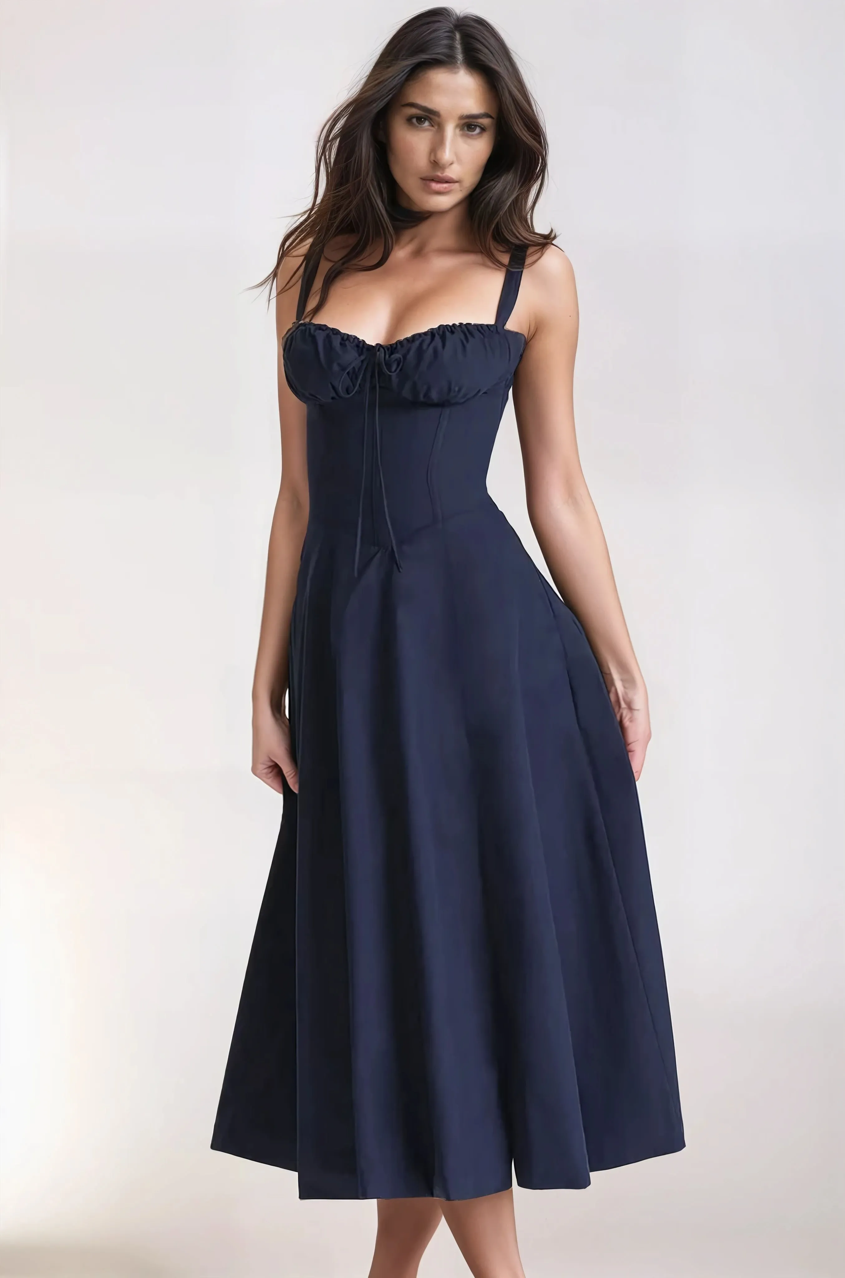 rib sleeveless sweetheart henley dress dark navy Blue Long Sleeve Heart Button Ribbed and understated necessity Sleeveless Rib Henley Vest |