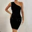 Black Embellished One Shoulder Mini Dress