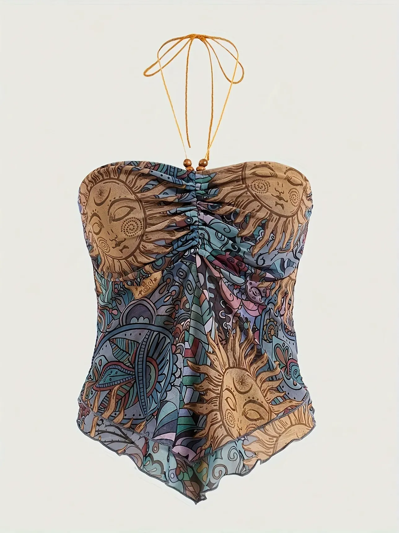 TYPESERVICE ♥ Rabbit Ruched Top /追跡付 Multi-Colored Ruched Halter Neck Layered Top - NEWME