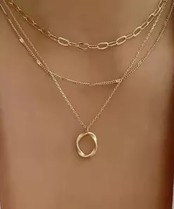 Gold Imitation Circular Layered Necklace - NEWME