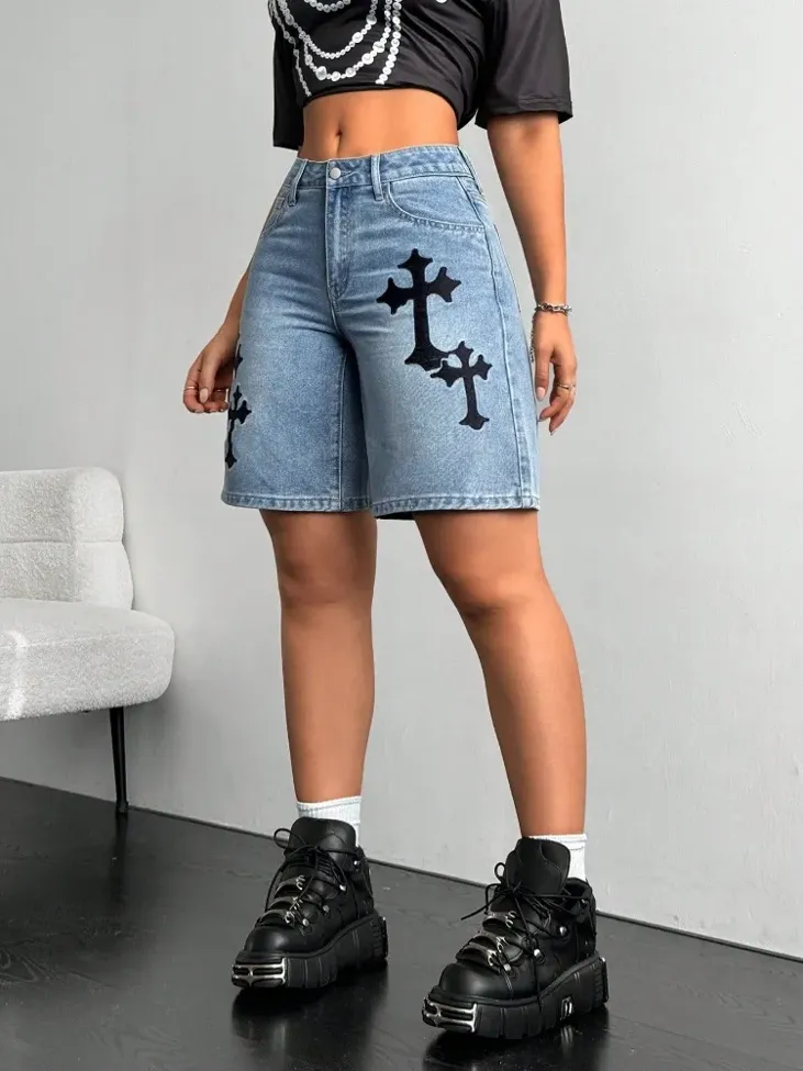 Blue Graphic Regular Shorts - Image 1