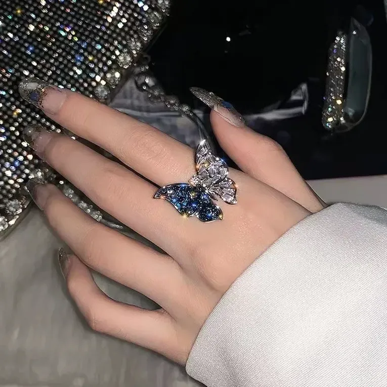 Imitation Dark Blue Butterfly Ring - Image 1