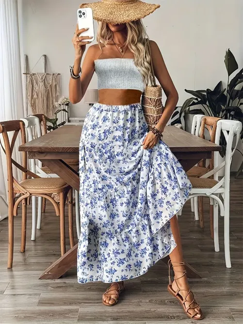 ★MEENDERI★FLOWER SHIRRING LAYERED SKIRT - WHITE★正規品 White Floral Layered Skirt | Tzuyu - Twice - Fashion Chingu