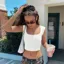 White Square Neck Crop Top