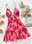 Light Pink Butterfly Print Fit Flare Mini Dress