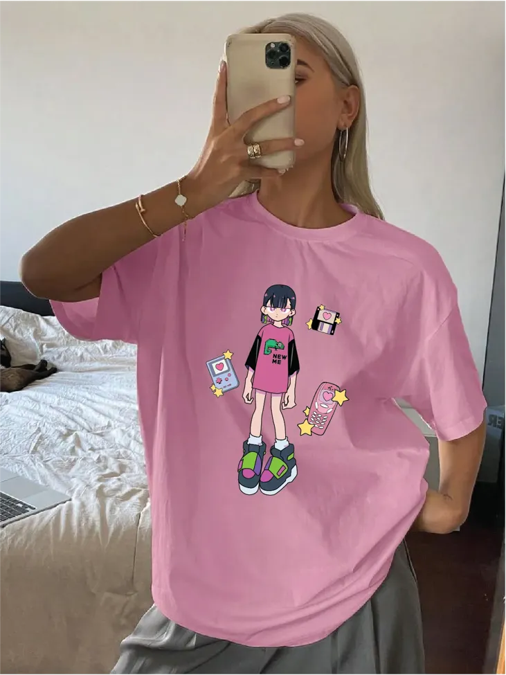Pink Graphic Oversized Tshirt - Image 1