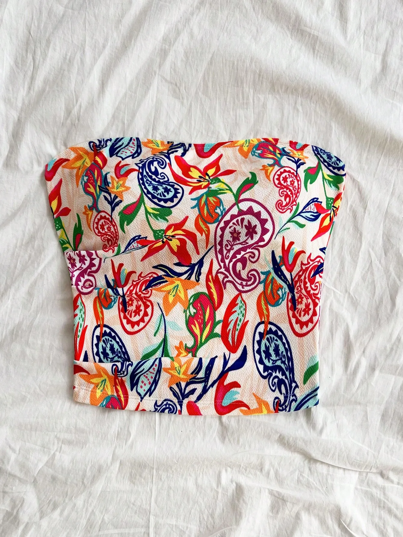 Multi Paisley Polyester Tube Top - NEWME
