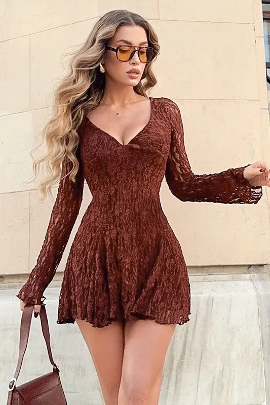 Ruffled Vneck Aline Dress