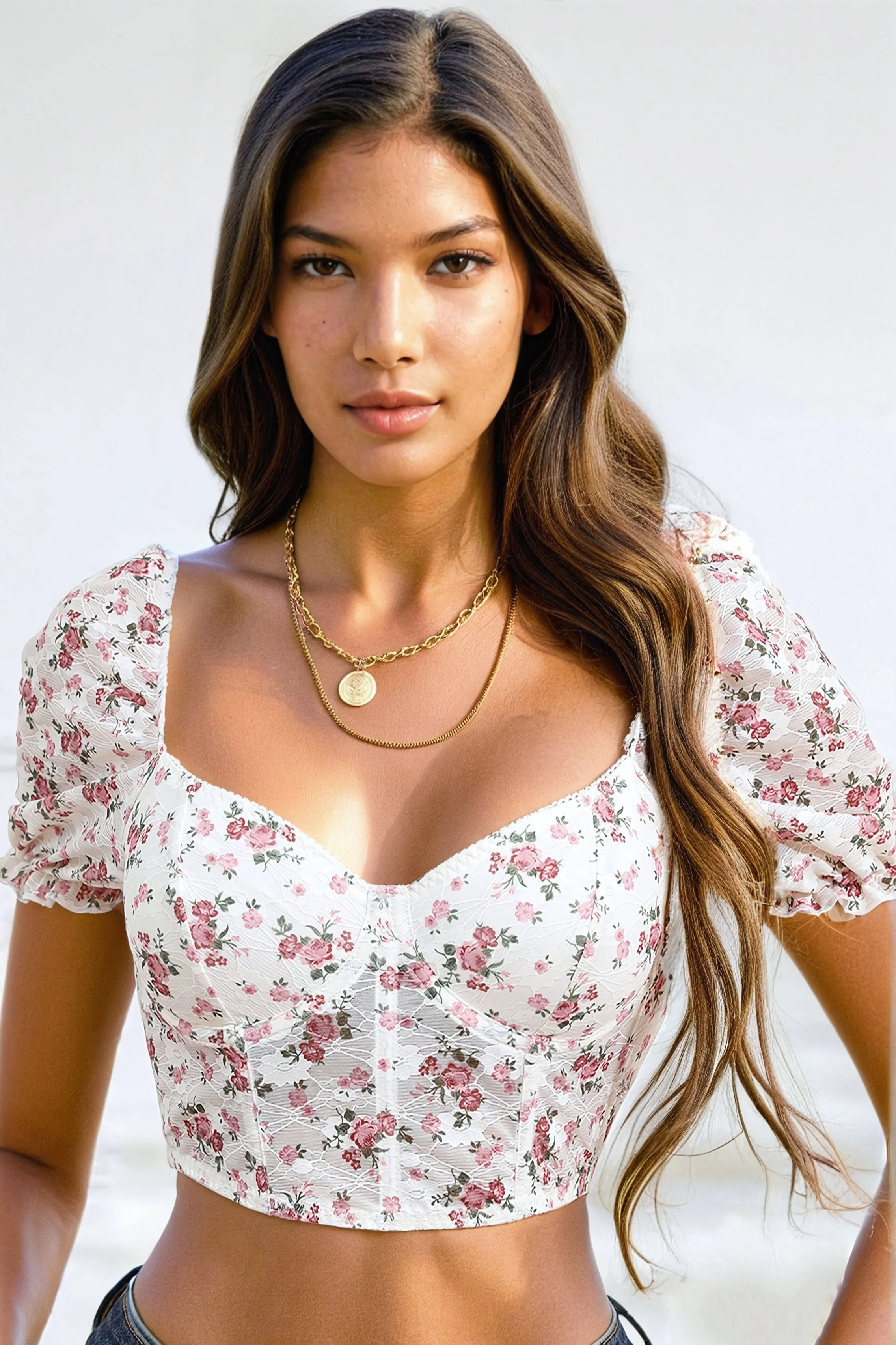 Flower-print bustier in Print for Women | Dolce&Gabbana® US