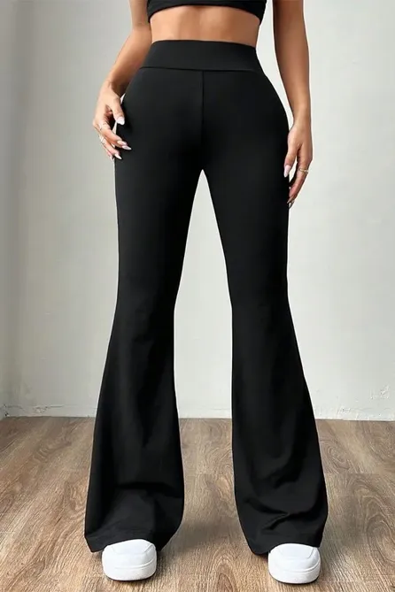 Black High Rise Bootcut Pants - NEWME