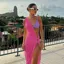 Pink Solid Sweetheart Maxi Dress