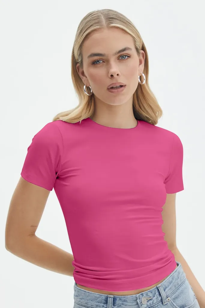 Pink Fitted Basic Top - Image 1