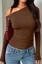 One Shoulder Brown Fitted Top