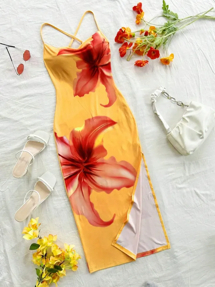 Yellow Floral Slip Dress - Image 1