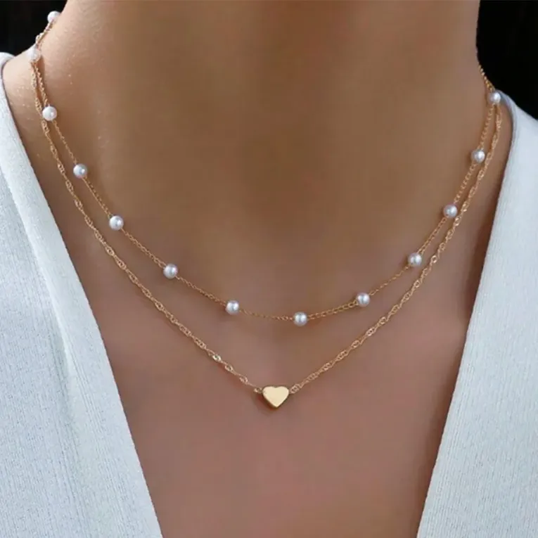 Gold Pearl Pendant Necklace - Image 1