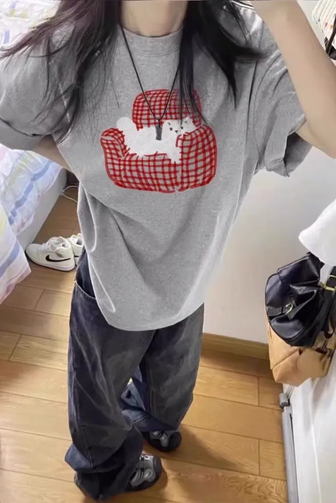 Grey Graphic Oversized Tshirt - Image 1