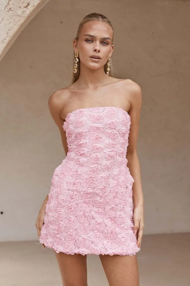 Pink Ruffle Aline Mini Dress - Image 1