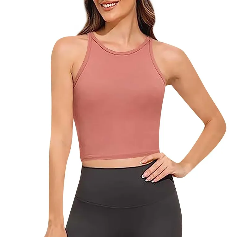 Peach Solid Crop Tank Top - Image 1