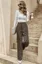 Dark Brown Mid Rise Wide Leg Pants