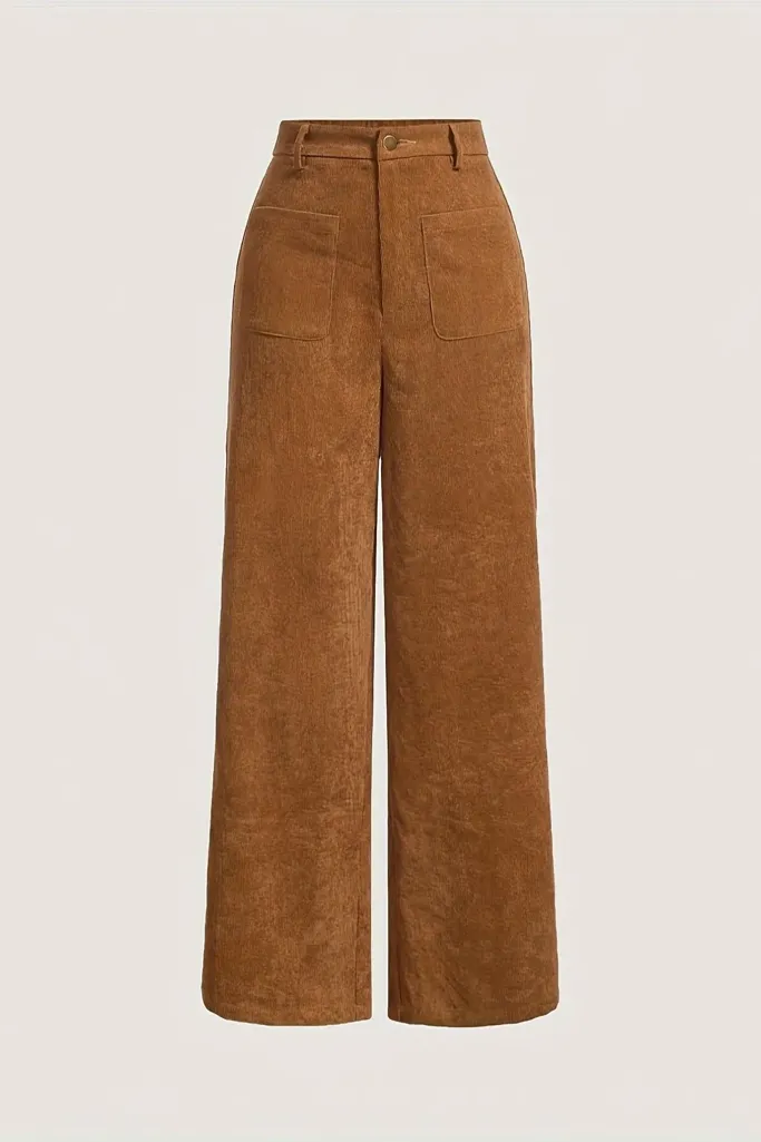 Brown Highrise Grey Wideleg Pants - Image 1