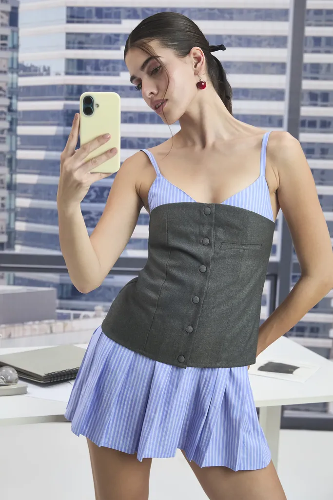 Layered Contrast Dress - Image 1