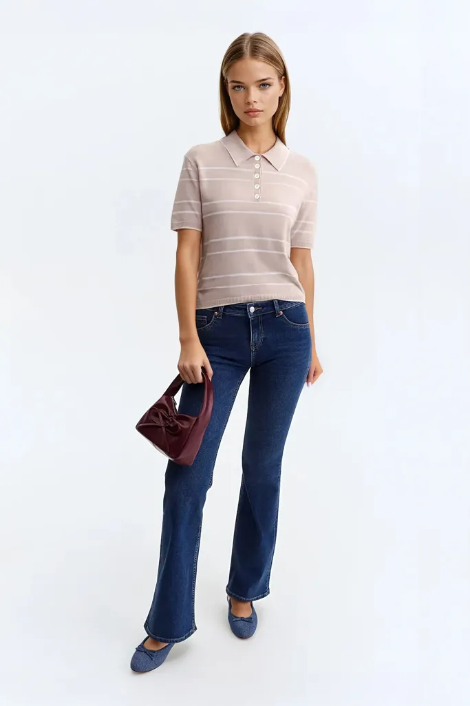 Stripe Polo Tshirt - Image 1