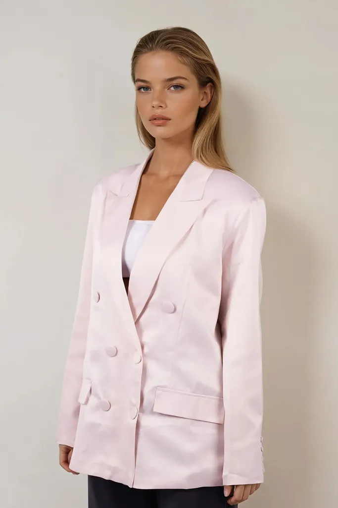 Light Pink Double Breasted Blazer - Image 1