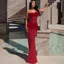 Red Solid Tube Neck Semisheer Dress