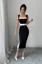 Colourblocked Black Bodycon Midi Dress
