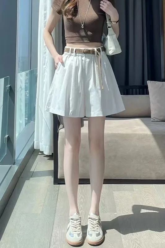 NEW BROOKE BELTED HIGH RISE PAPERBAG SHORTS (WHITE) main image 1