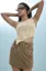 Brown Solid Denim Mini Skirt