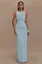 Blue Draped Backless Maxi Dress