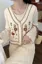 Embroidered Beige Crochet Vest Top