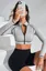 Grey Solid Zipup Fitted Crop Top