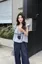 Light Blue Check Ruffled Top