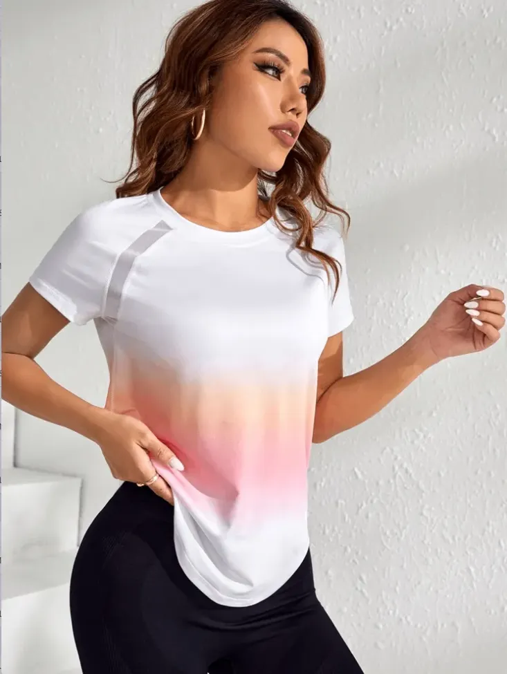 Light Pink Ombre Crew Neck Tshirt - Image 1
