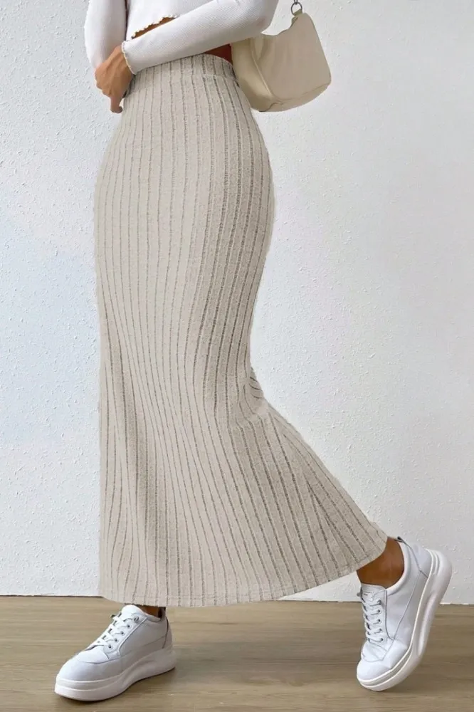Light Grey High Rise Maxi Skirt - Image 1