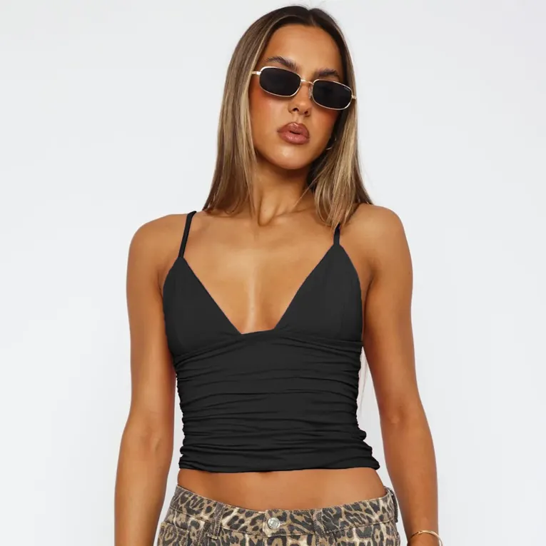 Black Plunged Neck Cami Top - Image 1