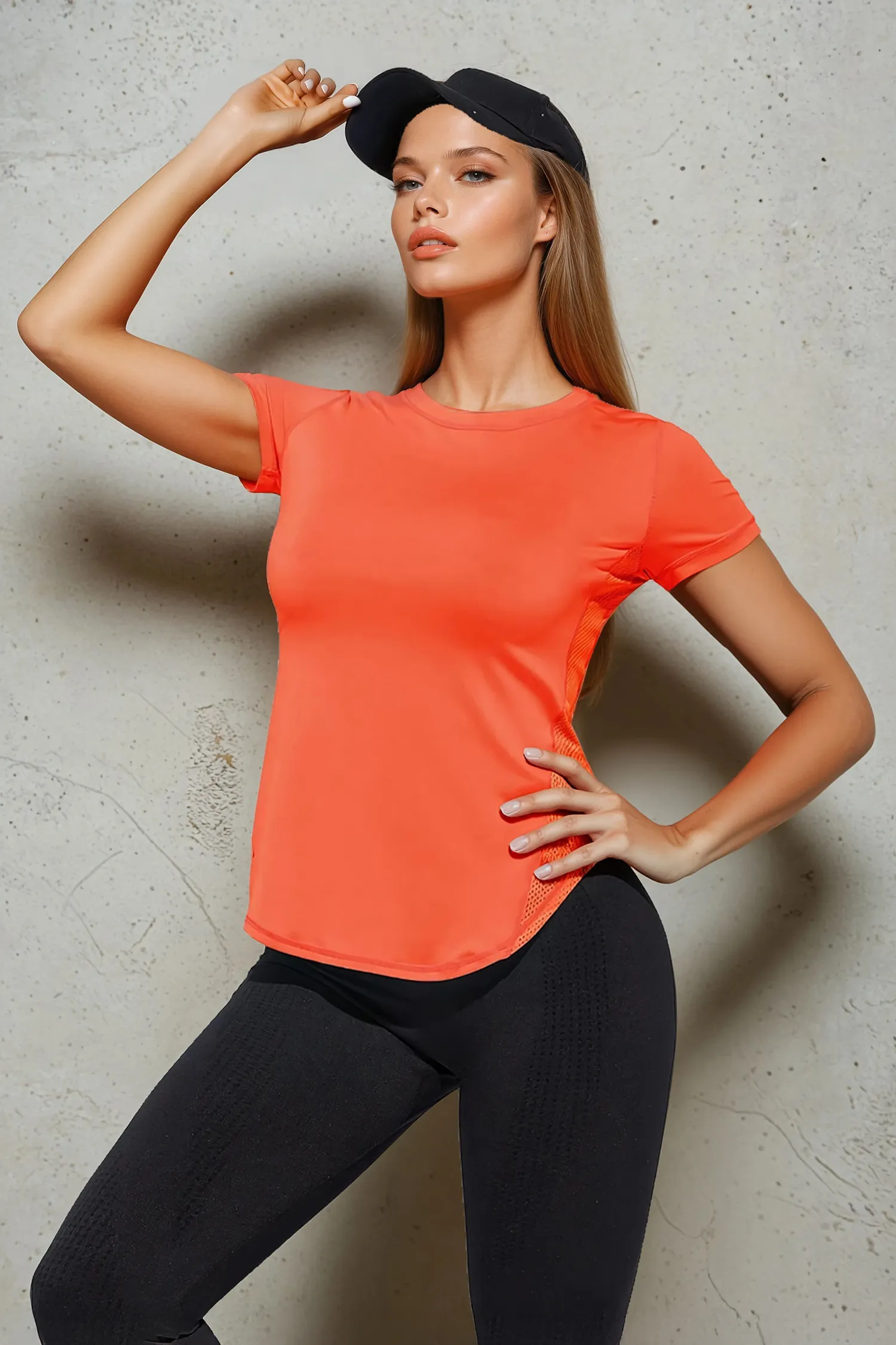 Orange Crew Neck Top Newme