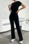Black Solid Crew Neck Coord Set