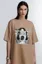 Tan Graphic Crew Neck Oversized Tshirt